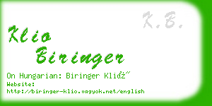 klio biringer business card